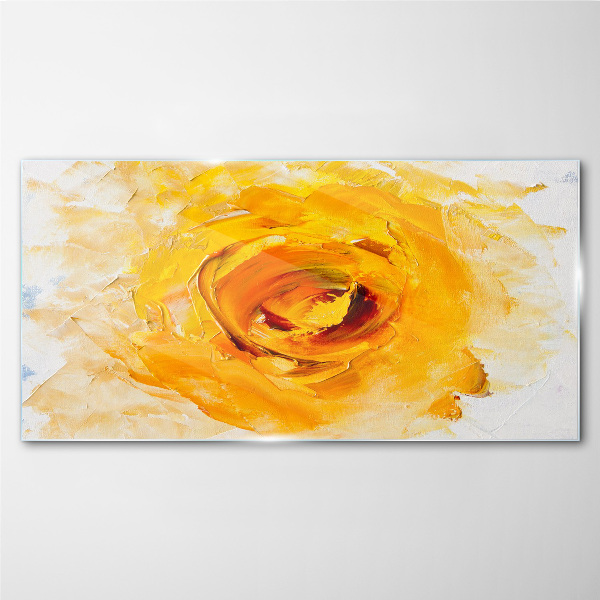 Glasbild Gelbe Rose auf hellem Hintergrund