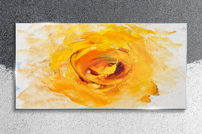 Glasbild Gelbe Rose auf hellem Hintergrund