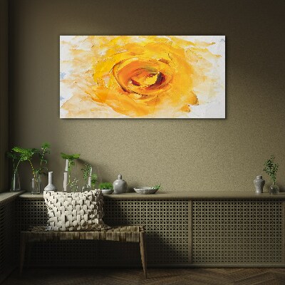 Glasbild Gelbe Rose auf hellem Hintergrund