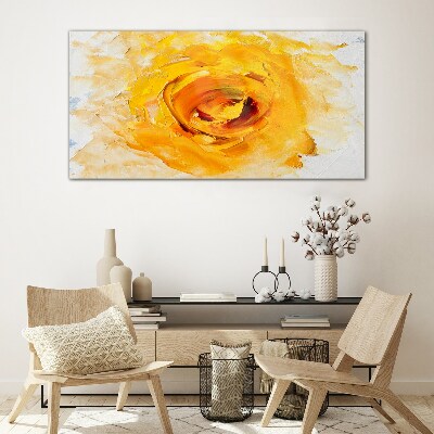 Glasbild Gelbe Rose auf hellem Hintergrund