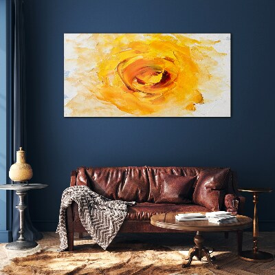 Glasbild Gelbe Rose auf hellem Hintergrund