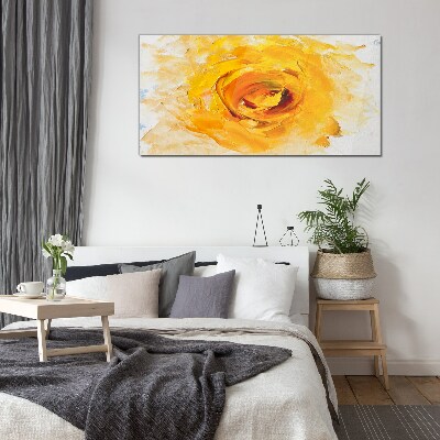 Glasbild Gelbe Rose auf hellem Hintergrund