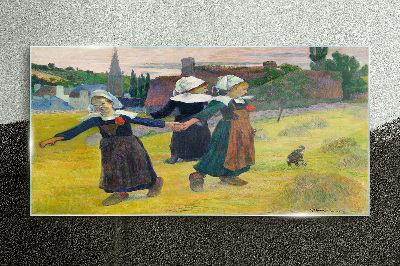 Bild auf glas Tanzende Mädchen auf dem Land