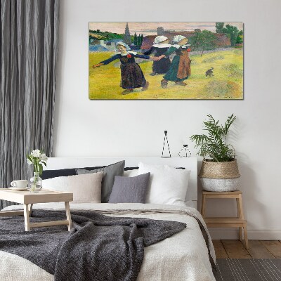 Bild auf glas Tanzende Mädchen auf dem Land
