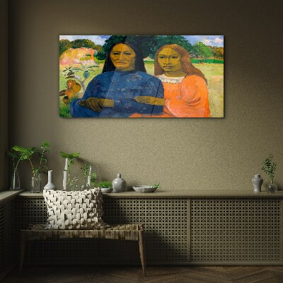 Glasbild Mutter und Tochter in der Natur