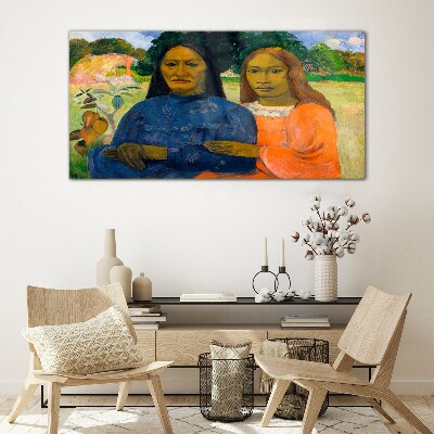 Glasbild Mutter und Tochter in der Natur