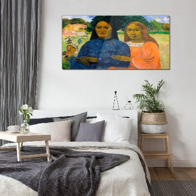 Glasbild Mutter und Tochter in der Natur