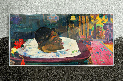 Glasbild Porträt in Pastellfarben