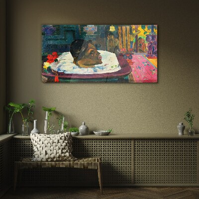 Glasbild Porträt in Pastellfarben