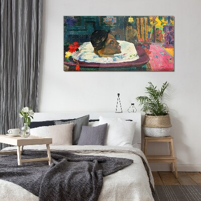Glasbild Porträt in Pastellfarben