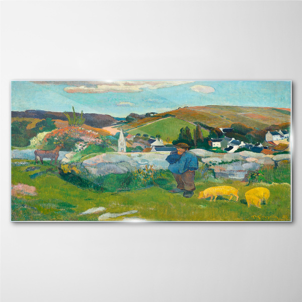 Glasbild Junge in der Landschaft