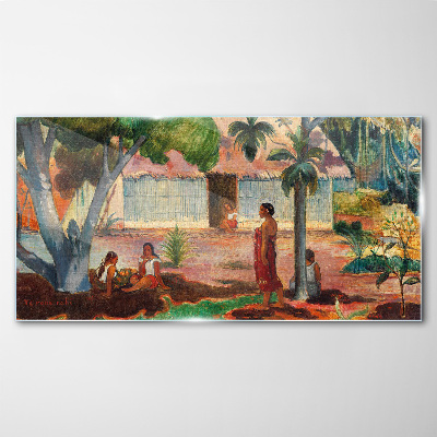 Foto auf glas Tropische Landschaft mit Figuren