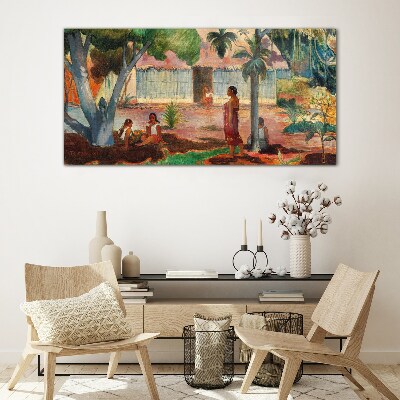 Foto auf glas Tropische Landschaft mit Figuren