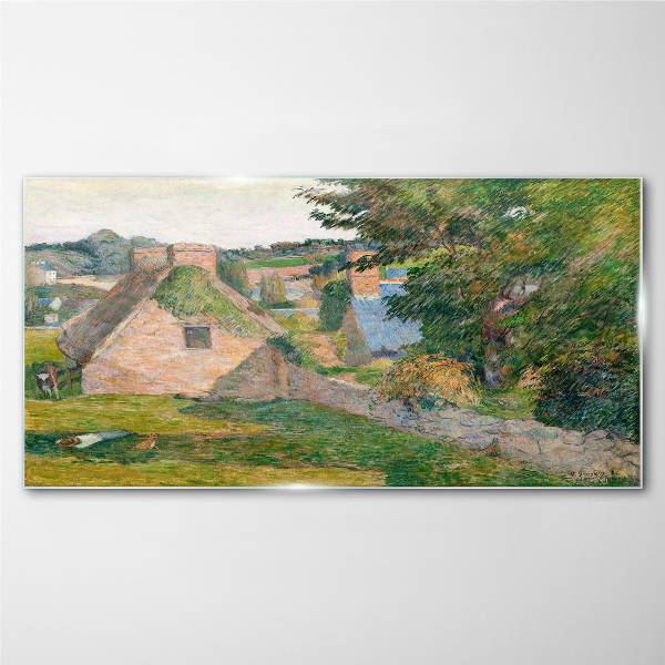 Glasbild Ländliche Landschaft mit Ferienhäusern