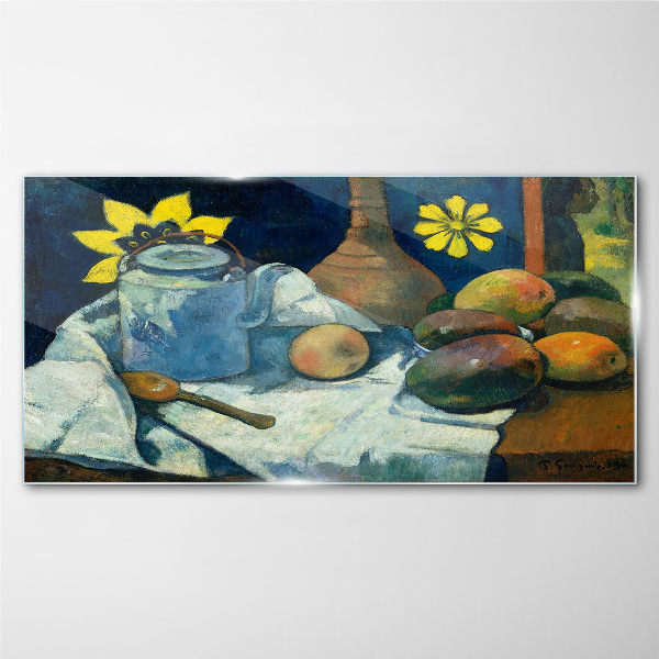 Glasbild Stillleben mit Blumen