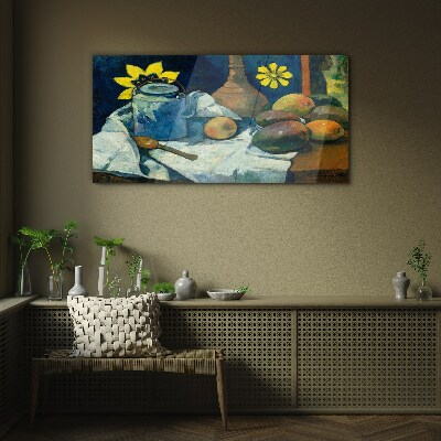 Glasbild Stillleben mit Blumen