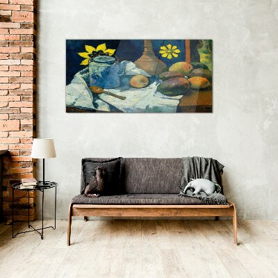 Glasbild Stillleben mit Blumen