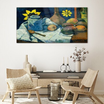 Glasbild Stillleben mit Blumen