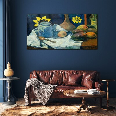 Glasbild Stillleben mit Blumen