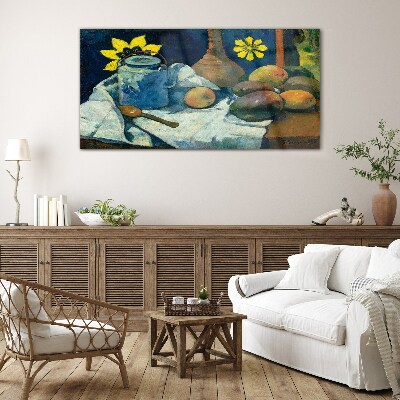 Glasbild Stillleben mit Blumen