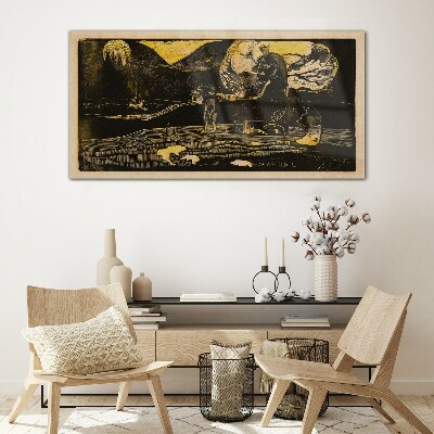 Foto auf glas Goldene Landschaften und geheimnisvolle Gestalten