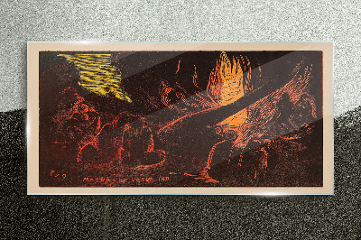 Glasbild Zusammensein am Lagerfeuer