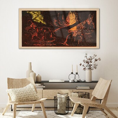 Glasbild Zusammensein am Lagerfeuer
