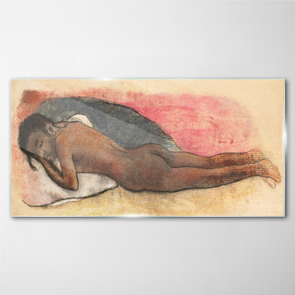 Glasbild Schlafende Figur auf einem Kissen