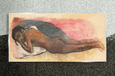 Glasbild Schlafende Figur auf einem Kissen