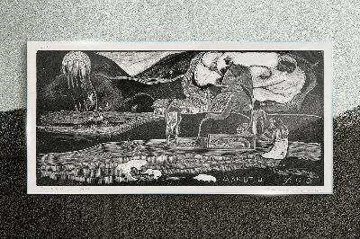 Foto auf glas Landschaft mit Figur und Natur