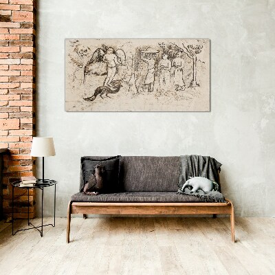 Glasbild Mythologische Szenen mit Engeln und Tieren