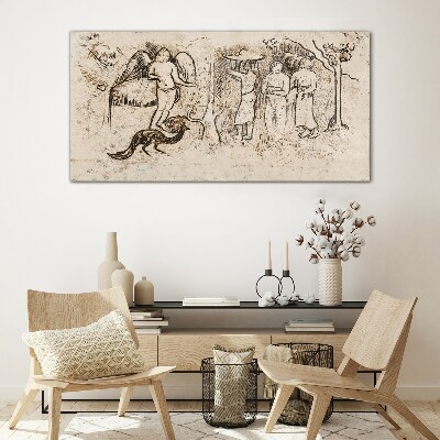 Glasbild Mythologische Szenen mit Engeln und Tieren
