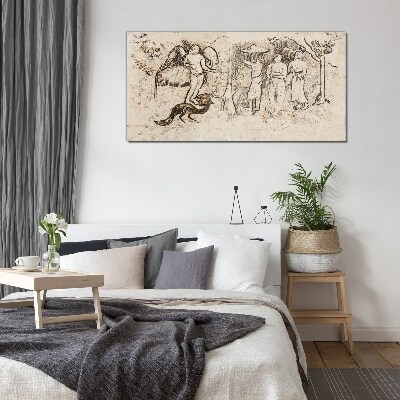 Glasbild Mythologische Szenen mit Engeln und Tieren
