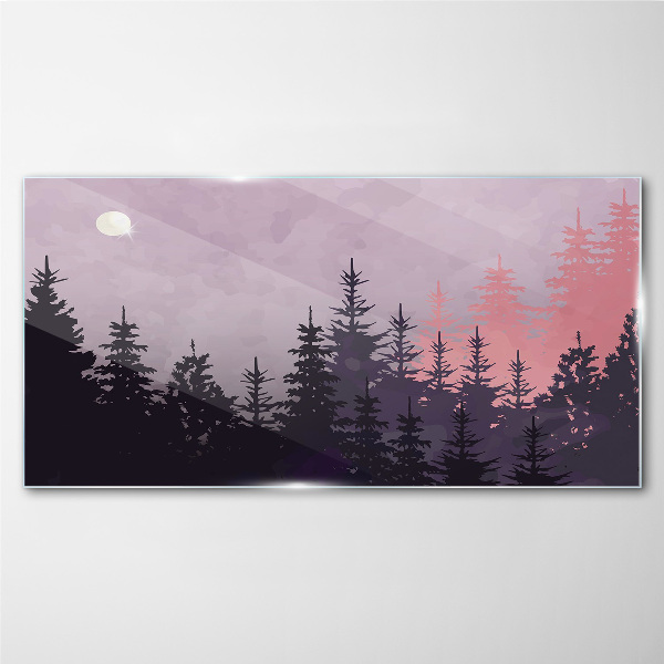 Glas bild Sonnenuntergang im Wald
