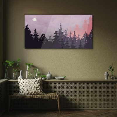 Glas bild Sonnenuntergang im Wald