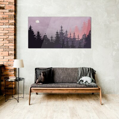 Glas bild Sonnenuntergang im Wald