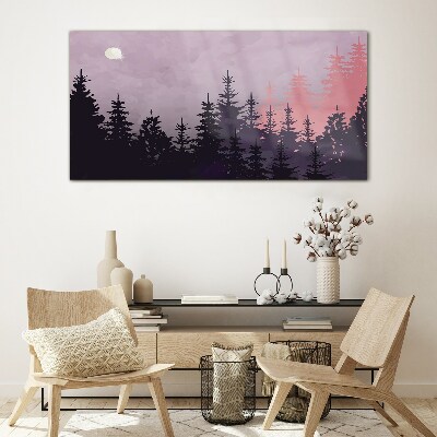 Glas bild Sonnenuntergang im Wald