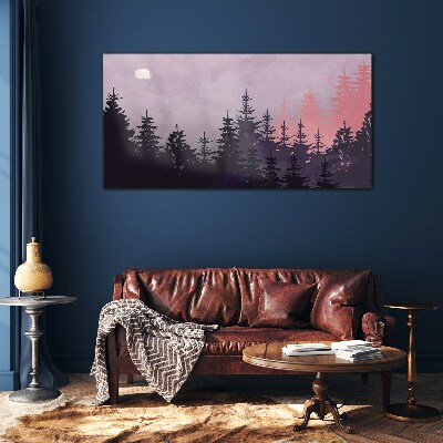 Glas bild Sonnenuntergang im Wald