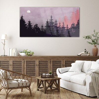 Glas bild Sonnenuntergang im Wald