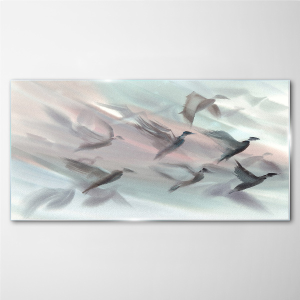 Foto auf glas Vogelflug in pastellfarbener Aura