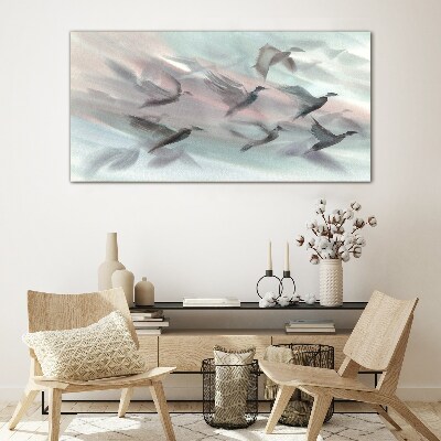 Foto auf glas Vogelflug in pastellfarbener Aura