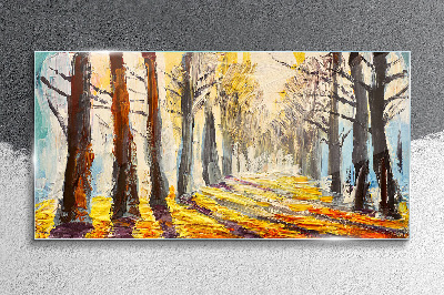 Glasbild Herbstliche Baumallee