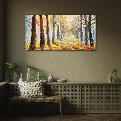 Glasbild Herbstliche Baumallee