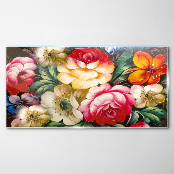Glasbild Blumenfest der Farben