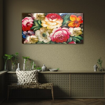 Glasbild Blumenfest der Farben