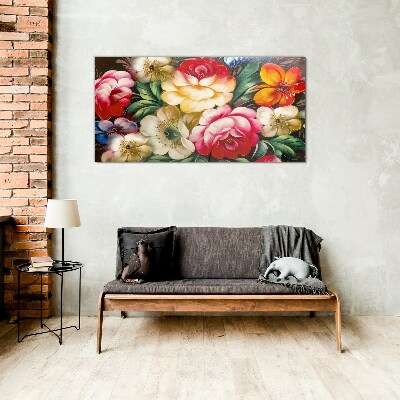 Glasbild Blumenfest der Farben