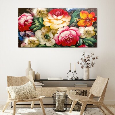 Glasbild Blumenfest der Farben