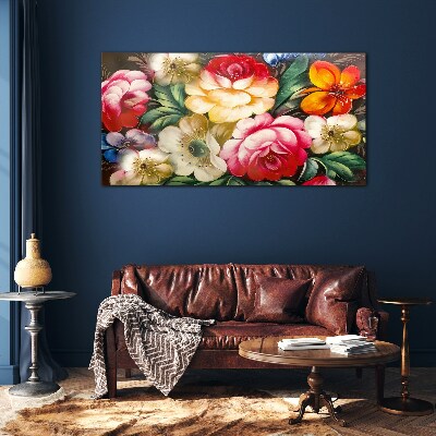 Glasbild Blumenfest der Farben