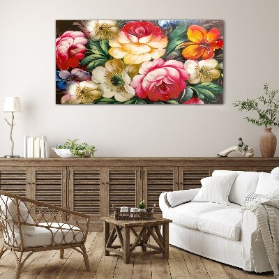 Glasbild Blumenfest der Farben