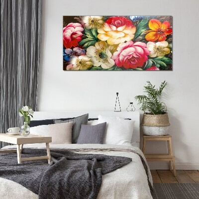 Glasbild Blumenfest der Farben